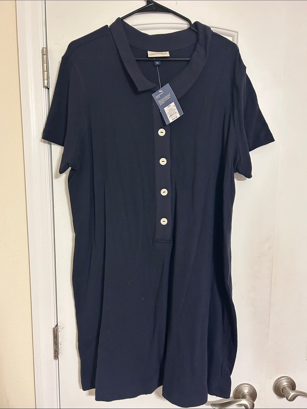Universal Thread Navy Short Sleeve Polo Shirt Dress with Contrast Buttons